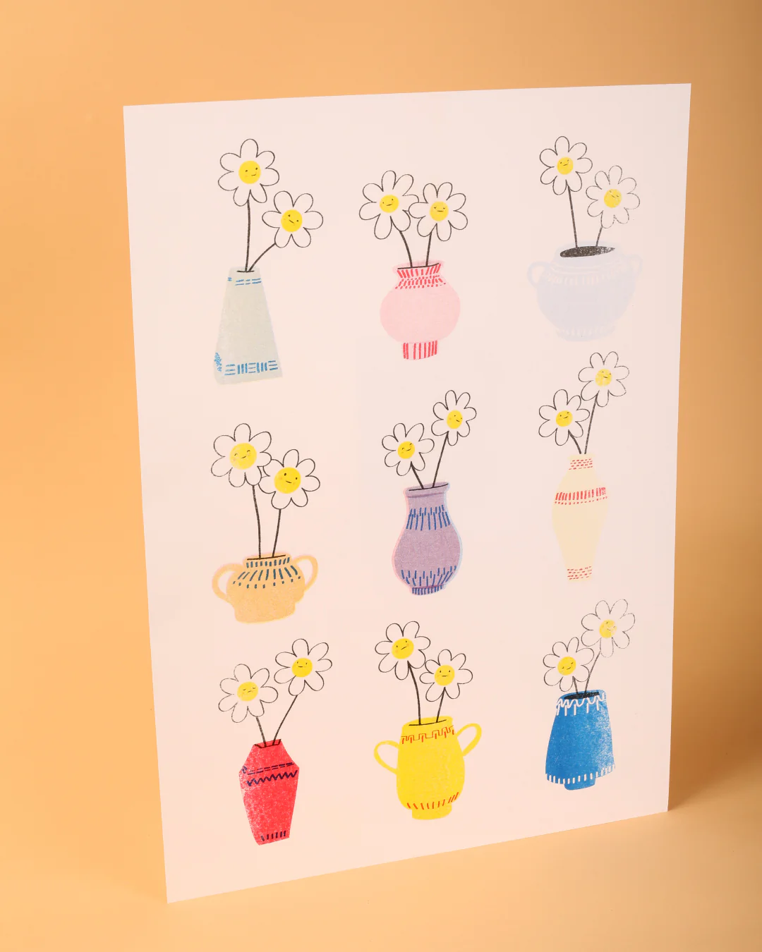 Cat Rabbit - Daisies in Vases Limited Ed. Risograph - Image 7