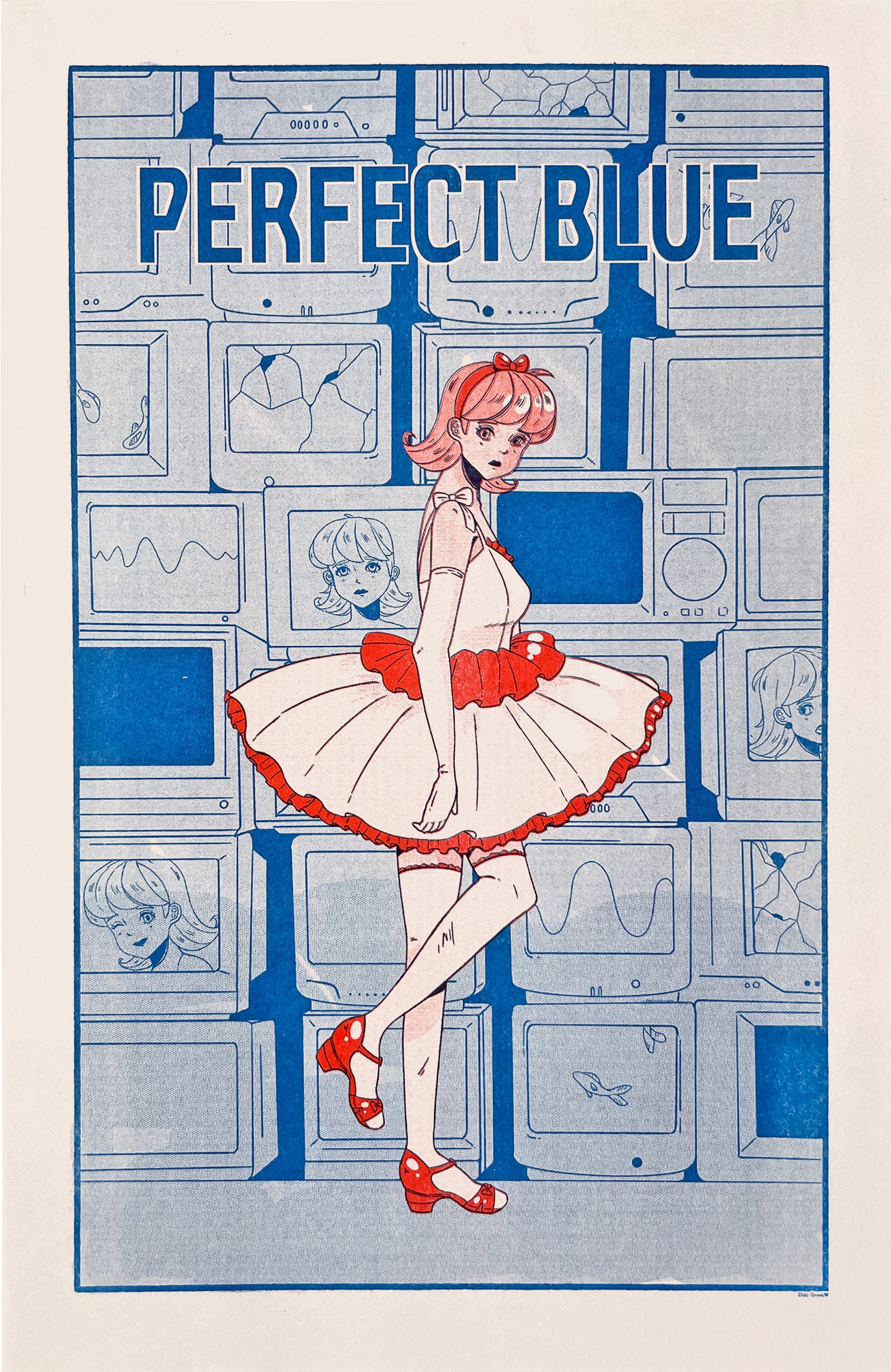Chlo Greve x Animayhem - Perfect Blue Risograph