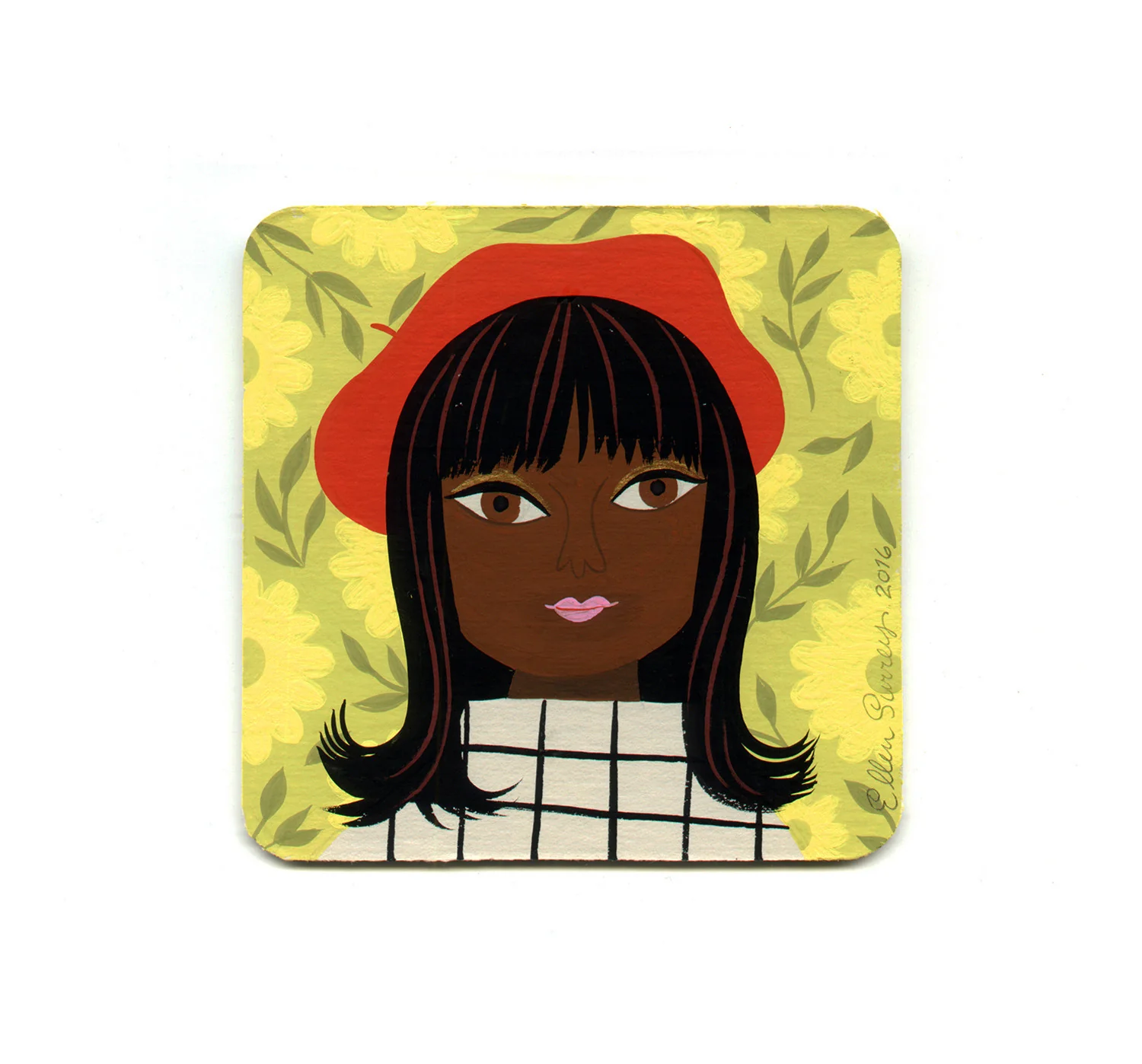 S1 Ellen Surrey - Yellow Mod Girl Coaster